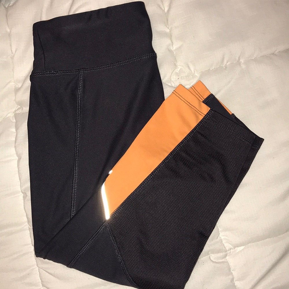 Grey and Orange Cropped Leggings